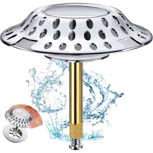 Bouchon Baignoire Universel Bouchon Baignoire 2-en-1 Filtre &agrave; Cheveu Bonde Baignoire &agrave; Hauteur R&eacute;glable avec Design de Filtre.