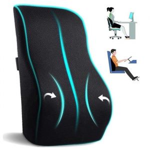 A Coussin lombaire en mousse &agrave; m&eacute;moire de forme 45x40x13cm soutien ergonomique usage polyvalent respirant coussin lombaire voiture