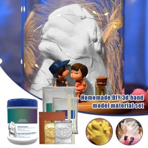 Kit de Moulage &agrave; la main pour Sculptures 3D de Couple Cadeau Amoreux b&eacute;b&eacute; enfants  Ensemble Complet pour Moules et Empreintes