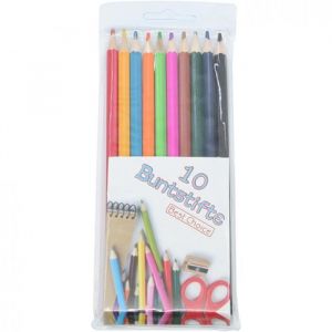 Set de 10 Crayons de Couleur 18cm Dessin Artiste Coloriage Enfant Adulte