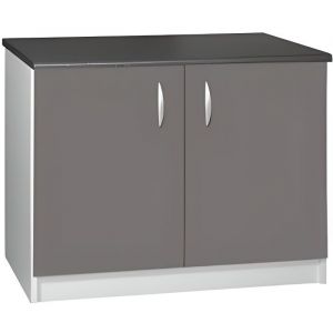 Meuble cuisine bas 120 cm 2 portes OXANE gris