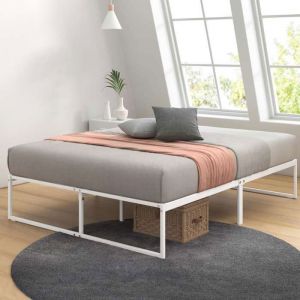 Lit 2 personnes Lit 160x200 cm Cadre de lit en métal avec des lattes en métal Hauteur 31 cm Cadre de lit Éco-responsible blanc