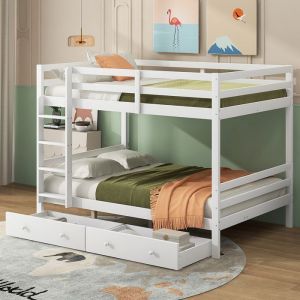 Lit superposés 140x200 cm Lit jeune enfant avec 2 tiroirs - SWEIKO - Blanc