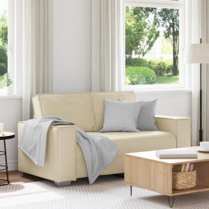 Moderne Canapé Loveseat-Canapé Relax convertible- Crème 120 cm en simili cuir - Canapé salon Mode @FR(526683)