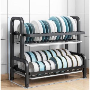 &Eacute;gouttoir &agrave; Vaisselleen en acier Inoxydable 2 Niveaux  egouttoir vaisselle inox &eacute;gouttoir &agrave; vaisselle(56 x 26x 41cm)