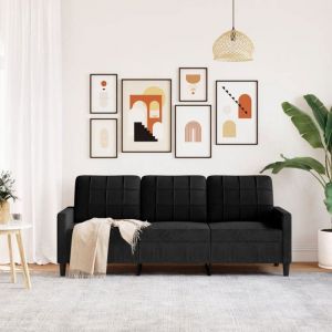Sofa droit fixe - Clic Clac Canapé à 3 places - NEUF - Noir 180 cm Velours CA8081271
