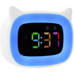 Réveil Enfant Lumineux pour Adolescents RGB 8 Couleurs Changeantes 18 sonneriesDeux alarmesModes de répétition 12/24 Heures