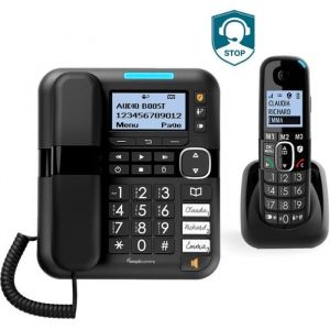 Téléphone fixe filaire amplifié +90db - Amplicomms 1580 Combo DUO avec répondeur