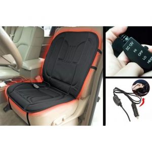 Coussin Chauffant Noir pour Si&egrave;ge de Voiture ou Bureau 12V Housse de Si&egrave;ge Chauffante &eacute;lectrique Prise Allume-Cigare