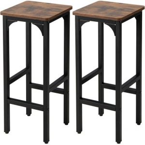 RELAX4LIFE Lot de 2 Tabouret de Bar avec Repose-pieds Tabourets de Comptoir H 715 cm avec Patins de Pied R&eacute;glables Charge 150 KG