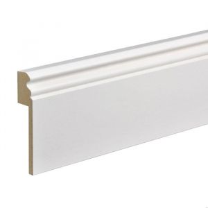 Kosche Plinthe pour carrelage Profilé Hamburger MDF pelliculé 16 x 100 x 2500 mm Blanc Plinthe Plinthes Haute qualité Robuste