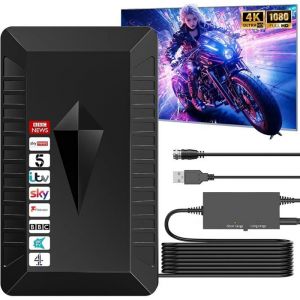 Antenne Tv Int&eacute;rieur Puissante Tnt 650Km Antenne Tnt Int&eacute;rieure Puissante Avec Amplificateur Intellectuel Signal Pour Hdtv 1080P