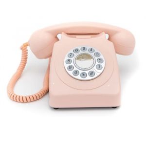 Téléphone fixe rétro bouton poussoir - 746 PUSH rose
