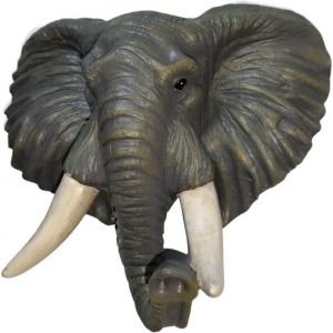 Sculpture Murale Élégante en Résine avec Tête dÉléphant - Ajout Charmant à Toute Pièce - Couleur Terre