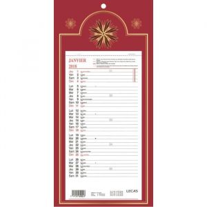 Calendrier mural mensuel LECAS 16 x 34 12 F - Vert Marron ou Bleu