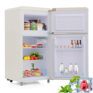 R&eacute;frig&eacute;rateur cong&eacute;lateur en haut LEXLIFE - 72 L (51+21) - R&eacute;frig&eacute;rateur bi-zone basse consommation - L 46 x P 45 x H 91 cm - Blanc
