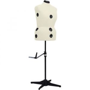 LEXLIFE Mannequin de Couture Réglable Femme Avec 13 Molettes de Précision - 44 à 50 L Taille Ajustable Idéal pour Couture - Crème