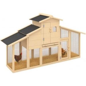 Poulailler - Non spécifié - Double XXL - Bois de pin canadien - Enclos sécurisé - Pour 2 à 3 poules