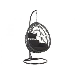 Beliani - Fauteuil suspendu en rotin noir avec support TOLLO