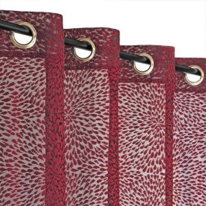 Rideau Voilage Dentelle Bordeaux 140x240cm à Œillets Prêt à Poser - Dylrev