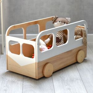 EWART WOODS Coffre à Jouets en Bois avec Roulettes – Rangement pour Jouets Enfants Bibliothèque Bébé