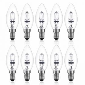 Lot de 10 Ampoules Halog&egrave;nes E14 18W &agrave; Intensit&eacute; Variable Blanc Chaud 2700K Dimmable Ampoules &agrave; Bougie C35 Ampoule &agrave; Petite vis