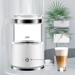 Mousseur &agrave; lait - MOMOTOU - 600W - Chaud et froid - 700ml - Verre blanc