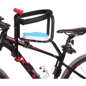 Siege Velo Enfant Avant Vélo Siège Bébé Siège à Bicyclette avec Garde-Corps Dossier et Pédale (pour Enfant de 2 à 6 Ans)Bleu