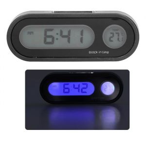 Vvikizy horloge de voiture Thermomètre de voiture veilleuse électronique rétro-éclairé horloge de tableau de bord de voiture pour