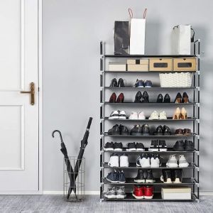 Etag&egrave;re &agrave; Chaussures 10 Couches pour 50 paires meuble range-souliers Noir
