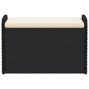 Sale 2026 Banc de rangement - BURKE - coffre rangement - avec coussin - noir 80x51x52 cm r&eacute;sine tress&eacute;e BB801
