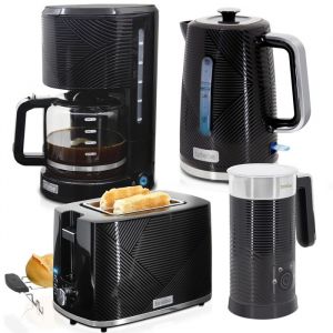 Ensemble Petit Électroménager - Briebe - SKT1185BLK - Grille-pain 2 tranches - Bouilloire 17L - 2200W Noir