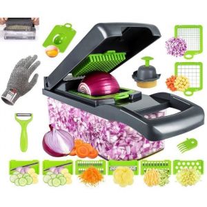 Coupe Legumes Multifonctions 16 en 1Professionnelle Mandoline Cuisine Coupe Legume Manuel &agrave; 8 Lames Rempla&ccedil;ablesDecoupe Legumes