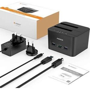 Docking Station FIDECO Station daccueil pour 2 Disques Durs SATA USB 3.0 Fonction Clonage Disque Dur 25 Pouces et 35 Pouces HD