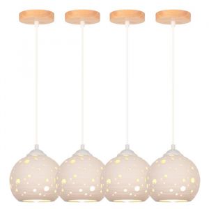 iDEGU 4pcs Suspension Luminaire Moderne Lustre Abat-jour en Céramique Design Planète Lampe de Plafond Style Nordique pour Enfants