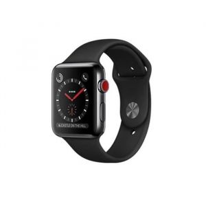 Apple Watch Series 3 GPS + Cellular - Bo&icirc;tier 38 mm Noir Acier - Bracelet Noir (2017) - Reconditionn&eacute; - Excellent &eacute;tat