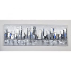 Tableau d&eacute;co City  1 -  Toile peinte &agrave; la main  -  50 x 150 x 3 cm