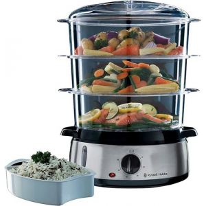 Cuiseur Vapeur [Grande Capacité] Cook@Home (800W 9 L 3 Niveaux 1 Panier Cuiseur De Riz + 6 Supports À Œufs Incl. Écran Digit