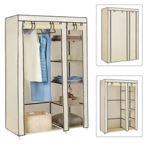 Armoire de rangement penderie pliable en tissu beige - KEDIA - 110*45*175cm