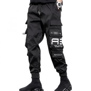 Pantalon de jogging pour hommes - Punk Cargo - Baggy Techwear - Hip Hop Sarouel - Streetwear - Noir