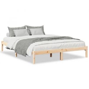 Lit Double Contemporain  Cadre de lit extra long sans matelas 160x210 cm bois massif pin - 2 places SP19643BED72814807