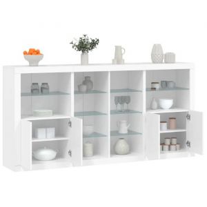 Blanc Buffet avec lumières LED - Vitrine bahut - armoire console buffet de rangement blanc 202 x 37 x 100cm 5481719