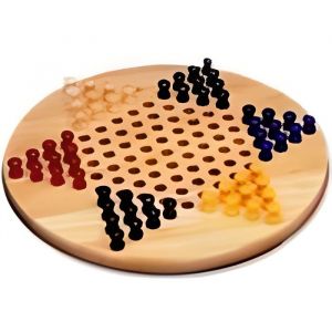 Jeu de Dames Chinoises - Bois - Plateau Massif - 60 Pions Colorés - Jeu de Société - Mixte