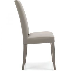 Chaises - DENVER - Lot de 2 - Simili cuir taupe - Pieds en bois massif - Confortable et élégante