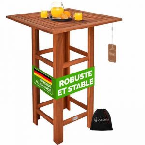 Casaria Table haute carr&eacute;e en bois dAcacia 75x75x110cm mange-debout table en bois ext&eacute;rieur jardin terrasse &eacute;v&egrave;nement