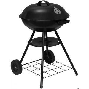 Barbecue à charbon de bois - Noir - 415 cm - Transport facile - Métal et plastique - Sur chariot