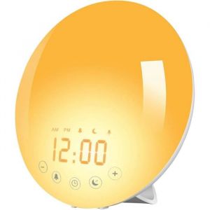 Lampe de Chevet Eveil Lumière Chevet LED Radio Réveil Matin Lumineux 20 Niveaux de Luminosité Simulateur dAube et Crépuscule[q273]
