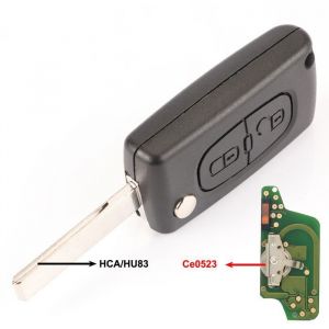 Clé Plip Complète vierge 2 boutons 0523 ASK CITROEN C4 C5 C4 PICASSO Peugeot 307 407 HU83 à programmer