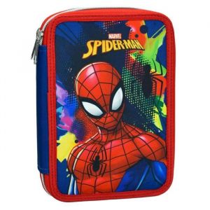 Trousse garnie - SPIDERMAN - 18 CM - 2 compartiments - Mixte - Zippée - Bleu
