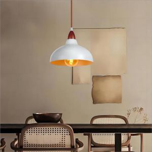 WOTTES 1 Pack Lustre Suspension Vintage R&eacute;tro Luminaire en M&eacute;tal E27 19cm Plafonnier Blanc